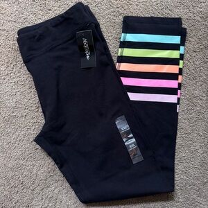 Jojo Siwa Black and Multicolor Striped Kids Leggings sz 18/XXL